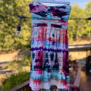Tie-Dye Strapless Summer Dress in Multi-Color